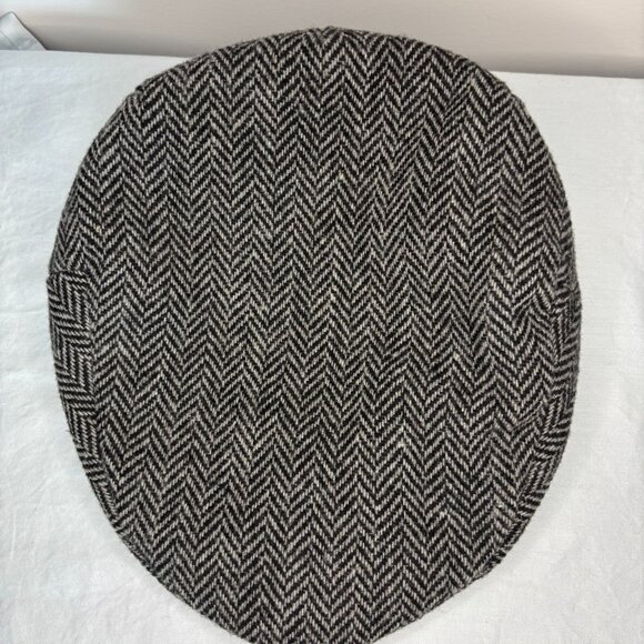 STETSON Wool Blend Flat Cap Mens M Black Gray - Picture 2 of 9